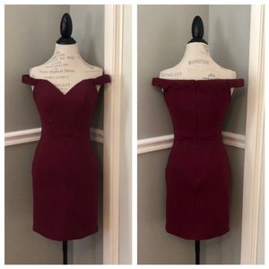 NEW JOVANI BURGUNDY SZ 6 OFF SHOULDER SHIMMER COCKTAIL DRESS